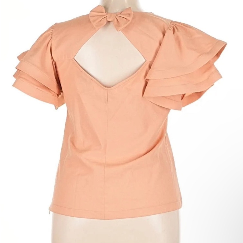 Milk & Honey Flutter Sleeve Open Back Bow Detail Blouse